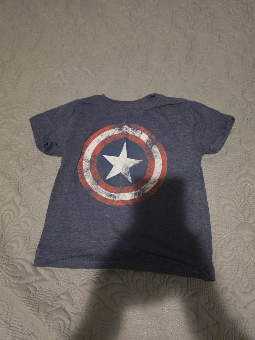 Marvel Boys Heather Navy Captain America Shield Tee